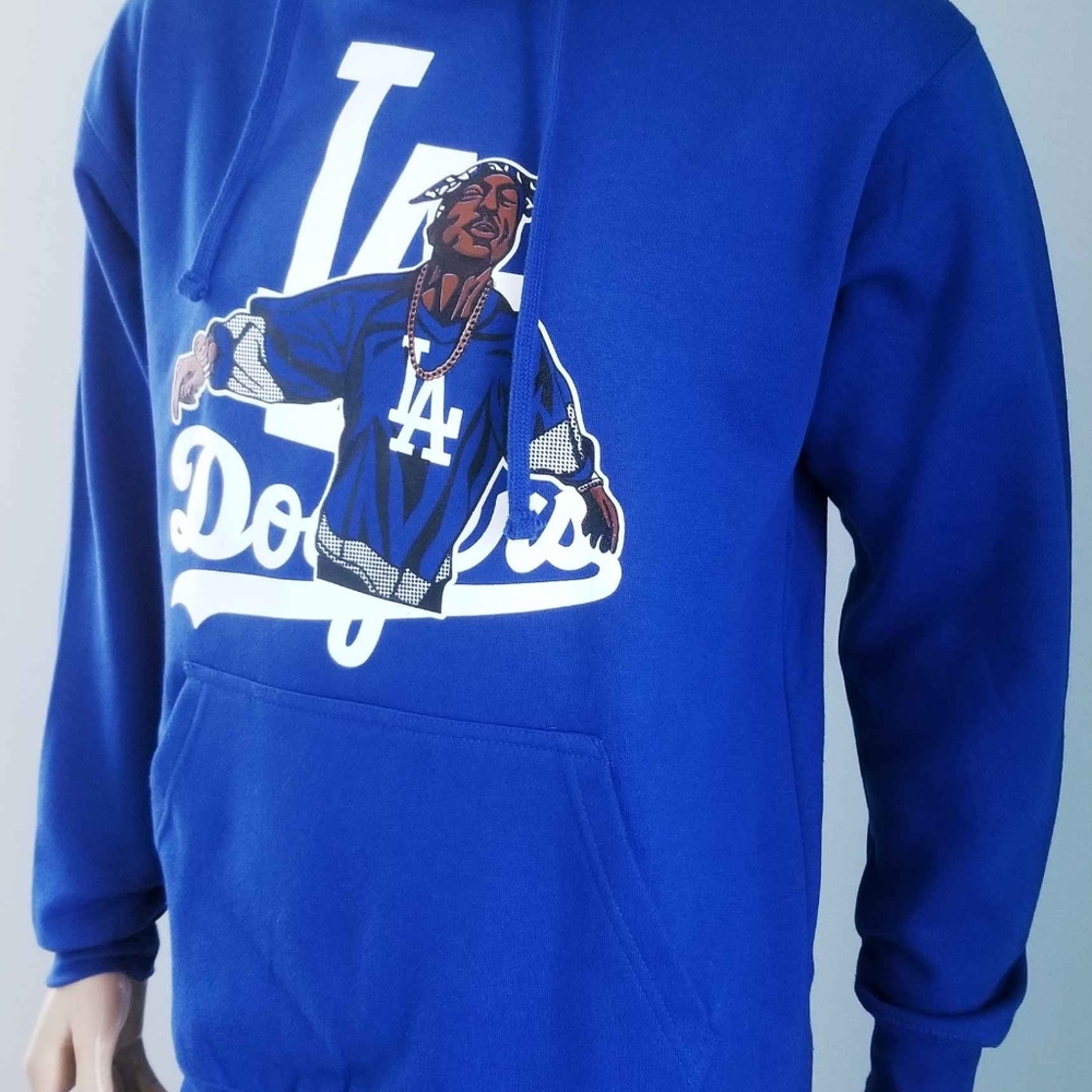 Men Tupac LA Dodgers Royal Hoodie / Los Angeles - Picture 3 of 3